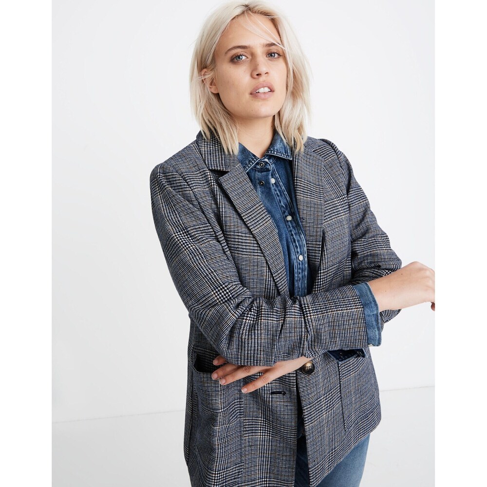 Madewell Dorset Blazer - Navy Glen Plaid - L